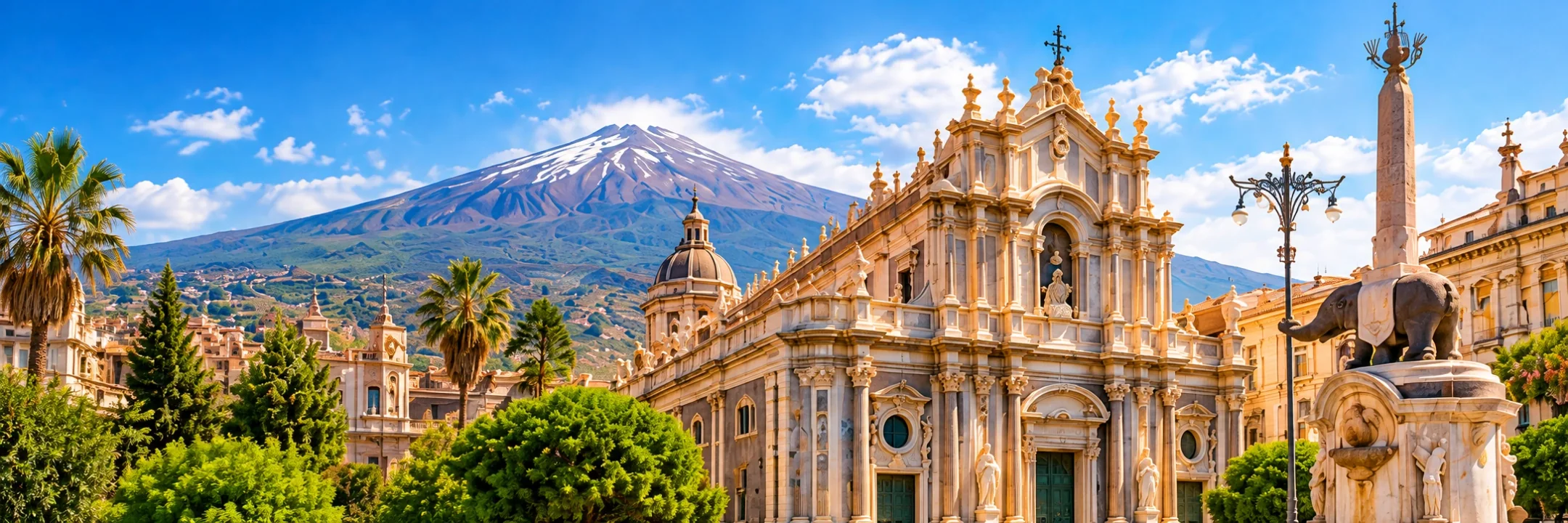 Catania, Cattedrale di Sant’Agata e panorama dell’Etna